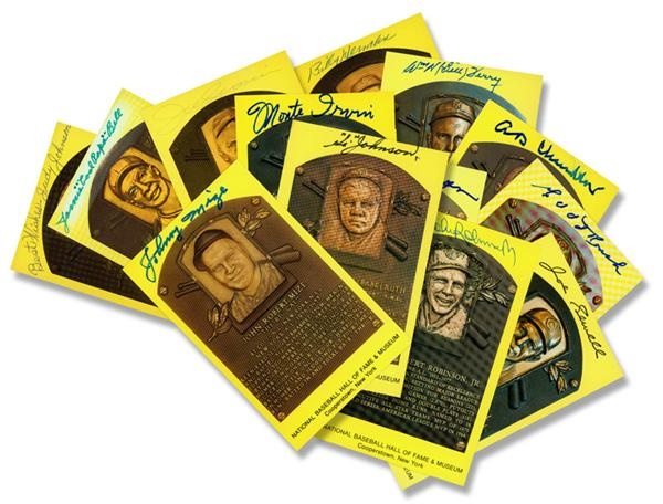 Baseball Gold Hall of Fame Plaque Signed Postcards (25)
