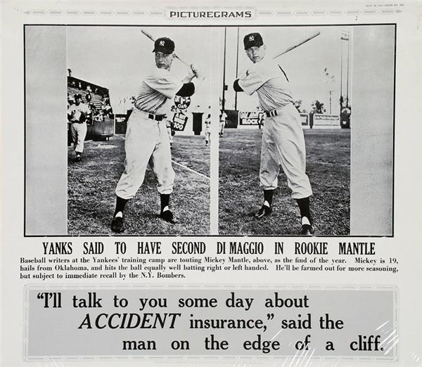 - 1951 Mickey Mantle Rookie Original News Poster