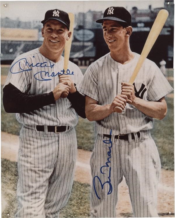 Baseball Autographs - Mickey Mantle and Billy Martin Signed Photo