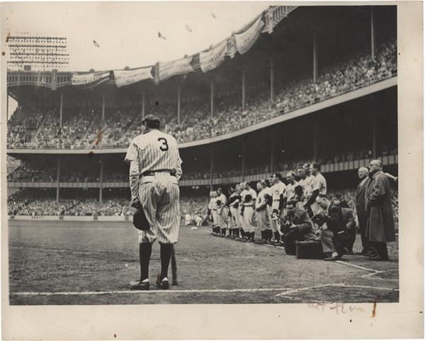 - Babe Ruth Bows Out Vintage Photo Signed by Nat Fein