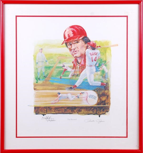 Baseball Autographs - "The Record" Pete Rose Signed Limited Edition Baseball Print