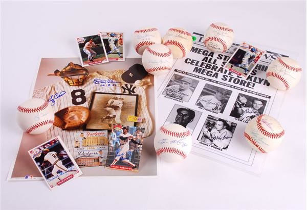 Baseball Autographs - Signed Baseball and Card Collection with Ford, Berra and Larsen Single Signed Baseballs (15)