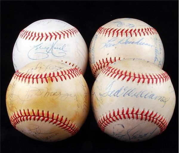 Baseball Autographs - (4)Multi-Signed Baseballs with Hall of Famers and Teams PSA/DNA