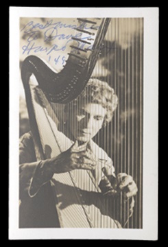 Movies - 1949 Harpo Marx Signed Photograph