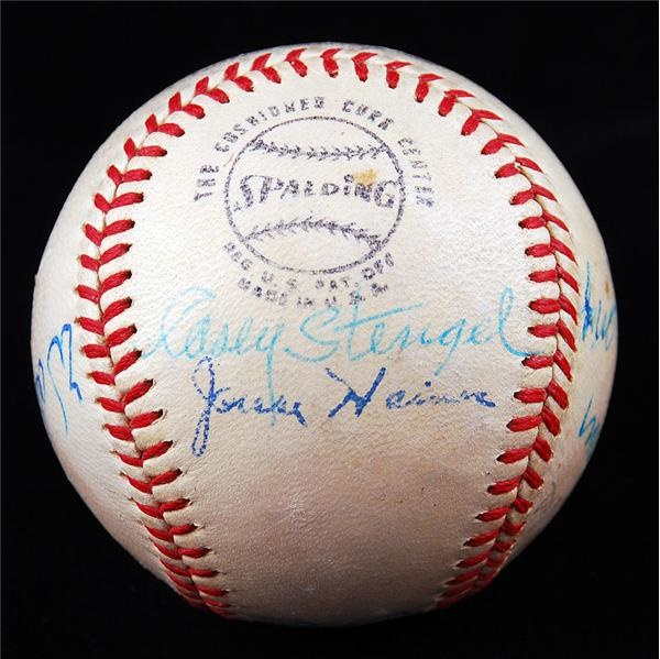 Baseball Autographs - Casey Stengel and Jessie Haines Signed Old Timers Baseball