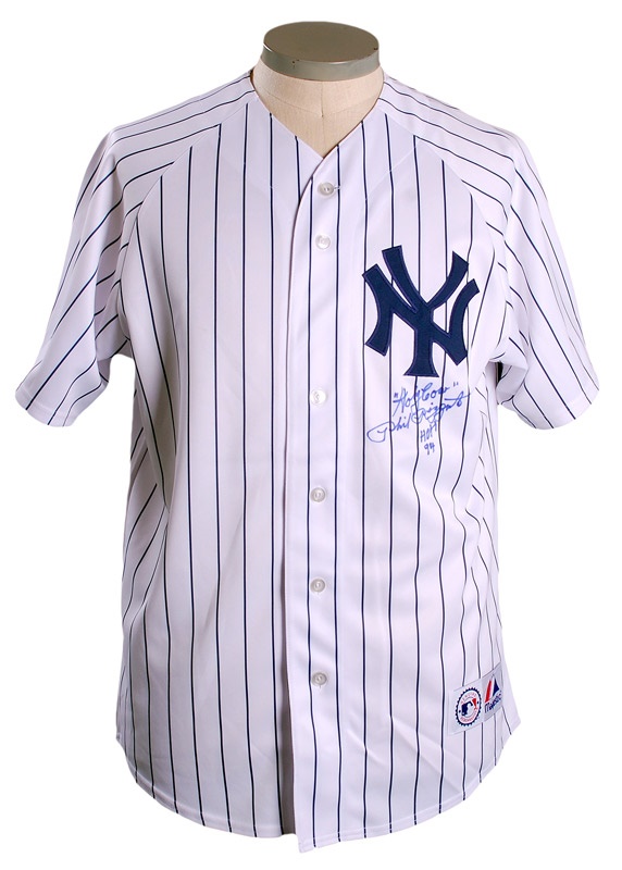Baseball Autographs - Hall of Famer Phil Rizzuto Signed Yankee Replica Jersey