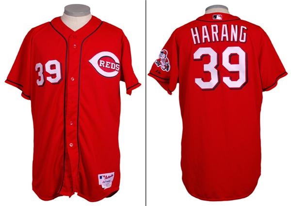 Baseball Equipment - 2005 Aaron Harang Cincinnati Reds Game Used Red Alternate Jersey
