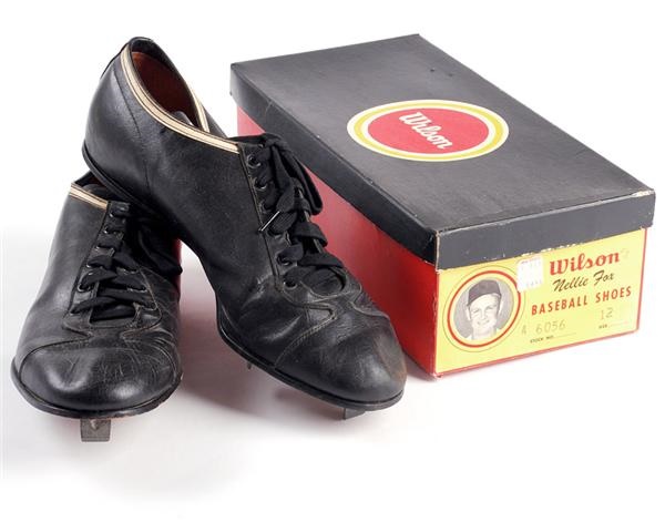 Baseball Equipment - Nellie Fox Baseball Cleats with Original Picture Box