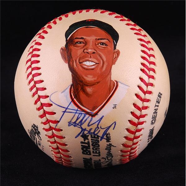 Baseball Autographs - Willie Mays Signed Portrait Baseball JSA