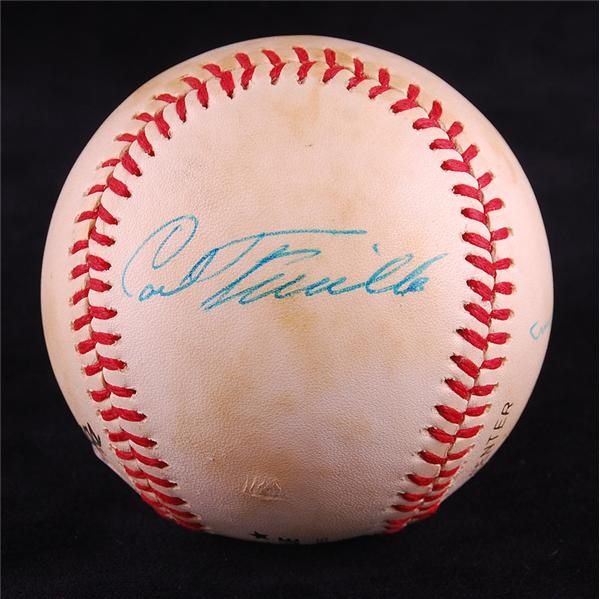 Carl Furillo, Sal Maglie and Cal Abrams Deceased Brooklyn Greats Signed Baseball PSA/DNA