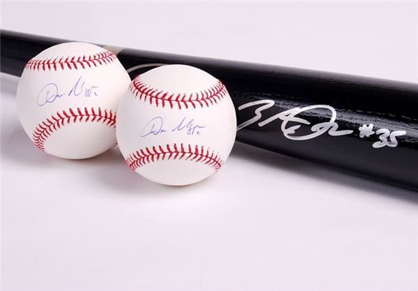 Baseball Autographs - Elijah Dukes and Dan Uggla Signed Bats / Balls (3)