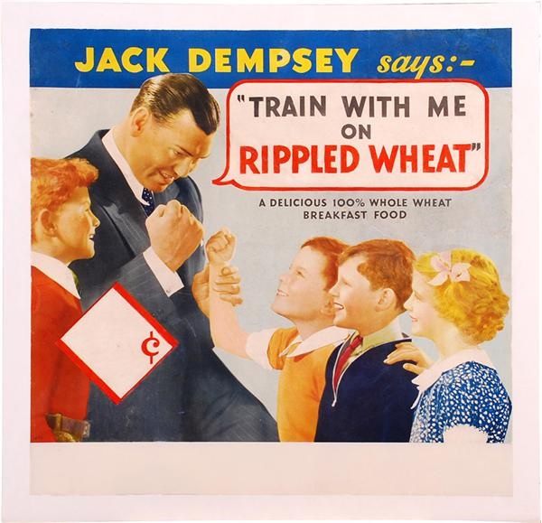 Muhammad Ali & Boxing - 1940's Jack Dempsey Rippled Wheat Advertising Poster