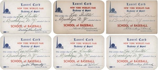 Baseball Autographs - 1939 Baseball Star Signed Academy of Sport World's Fair Laurel Cards (6)