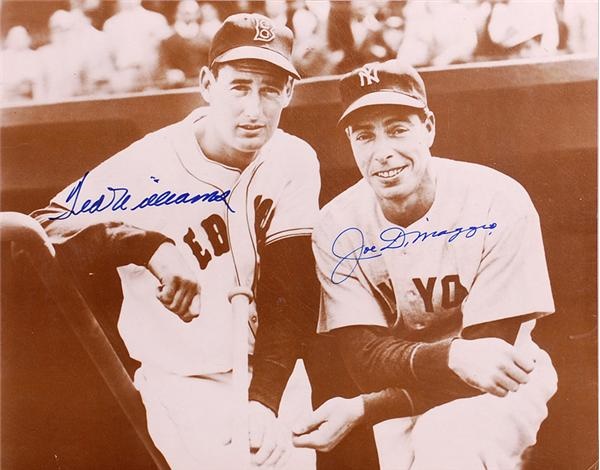 Baseball Autographs - Joe Dimaggio and Ted Williams Signed 11 x 14'' Print