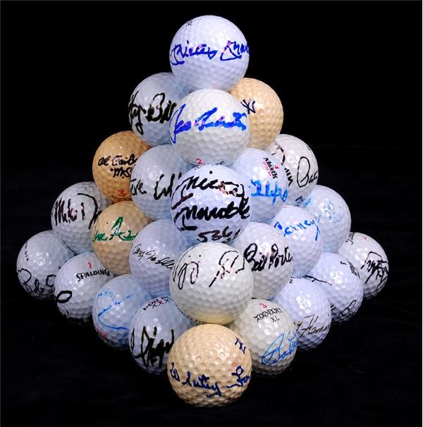 Baseball Autographs - Large Collection of Signed Golf Balls with PGA, Sports and Celebrity Stars w/ Mickey Mantle