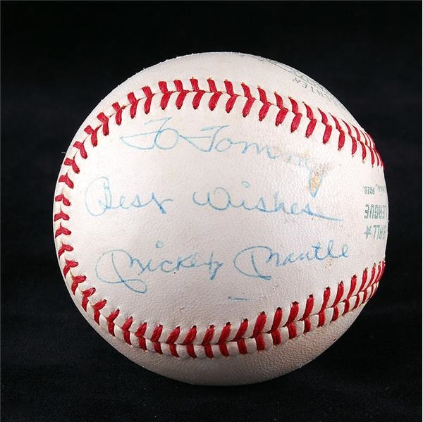 Baseball Autographs - Mickey Mantle Vintage Single Signed Baseball (JSA)