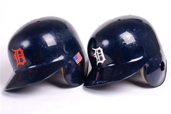Baseball Equipment - Better Detroit Tigers Game Used Batting Helmets (2)