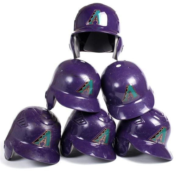 Baseball Equipment - Arizona Diamondbacks Game Used Batting Helmets w/ Shawn Green (6)