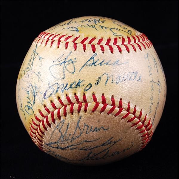 Baseball Autographs - 1956 New York Yankee Team Signed Baseball
