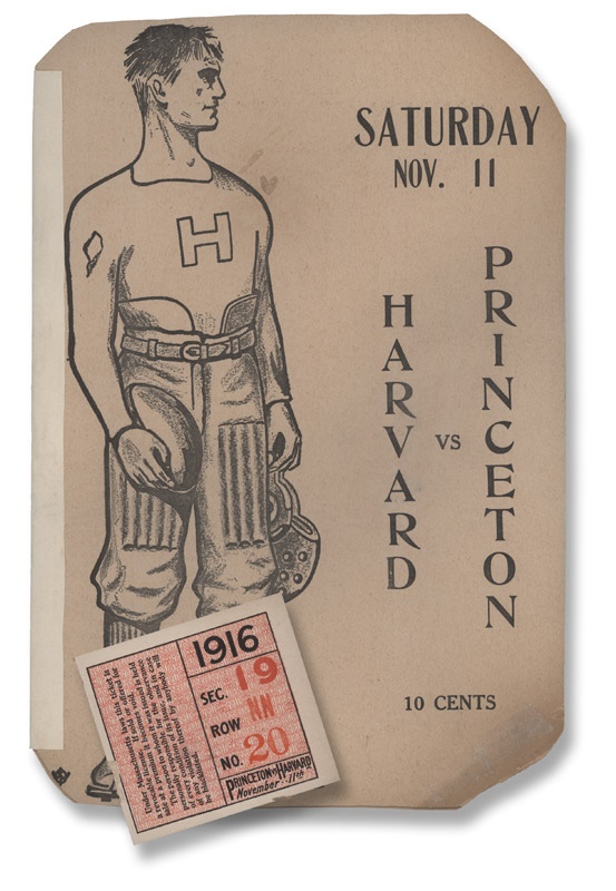- 1916 Harvard vs.Princeton Football Program and Ticket Stub