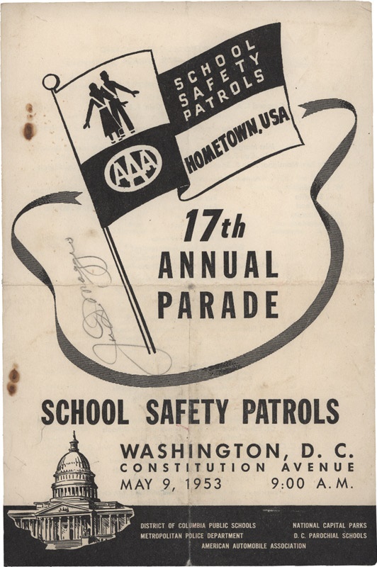 - 1953 Joe DiMaggio In Person Signed Program as Grand Marshall of Washington DC Parade