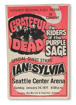 - 1971 Grateful Dead Cardboard Concert Poster (15x22.5")