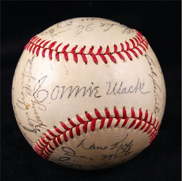 Baseball Autographs - 1949 Philadelphia Athletics Team Signed Baseball PSA NM 7