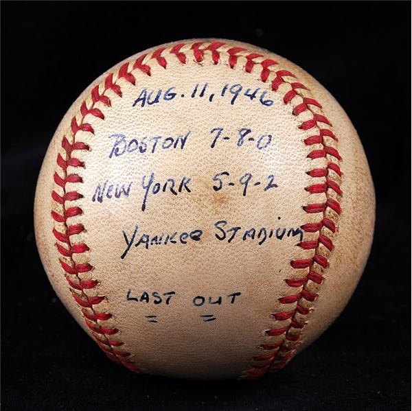 Baseball Autographs - Last Out Ball From August 11, 1946 Boston vs Yankees Signed By Rudy York