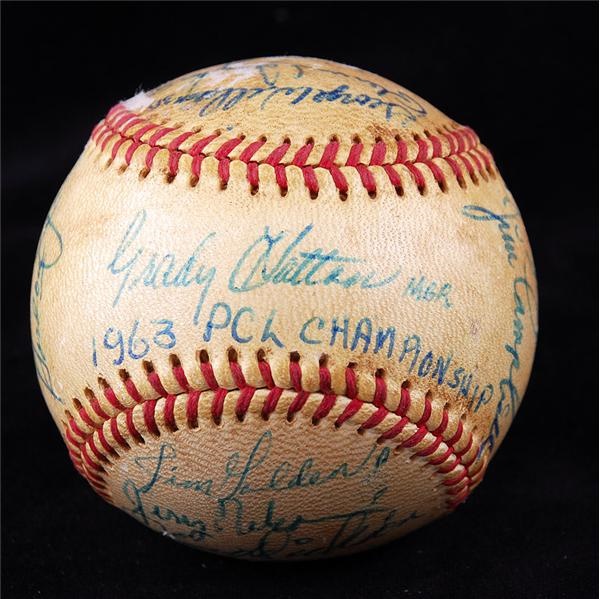 Baseball Autographs - 1963 PCL Championship Last Put Out Ball Team Signed