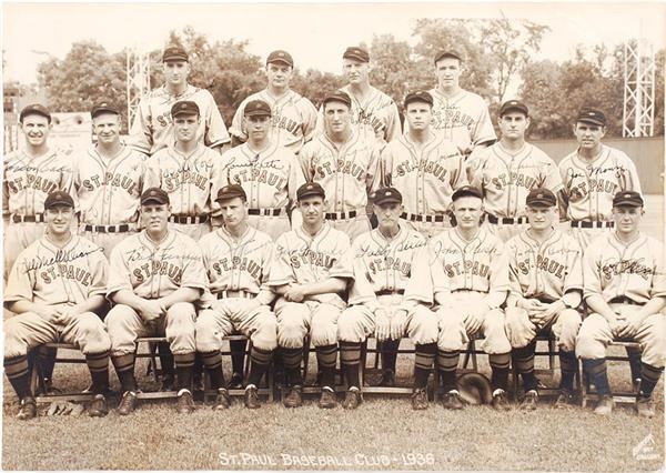 Baseball Autographs - 1936 St Paul Baseball Club Team Signed 12 x 16'' Photo