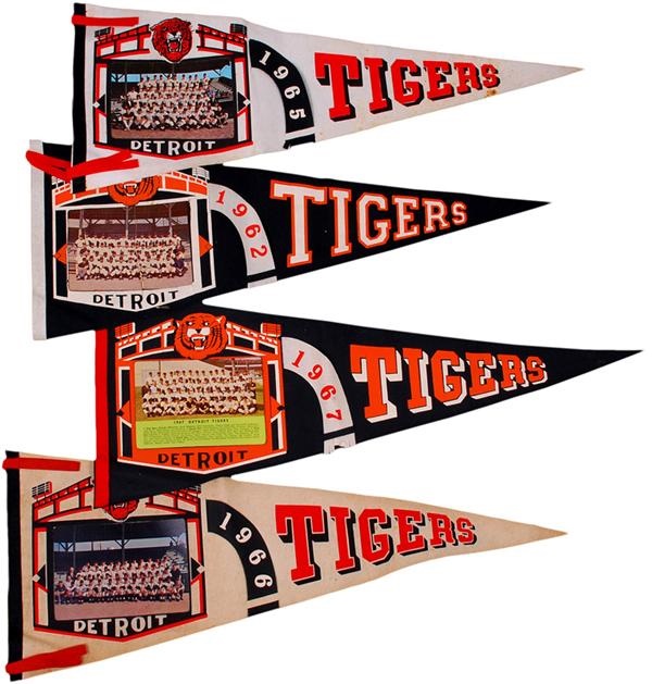 - 1962-1967 Detroit Tigers Picture Pennants (4)