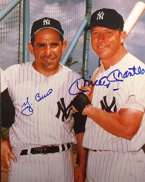 Baseball Autographs - Mickey Mantle and Yogi Berra Signed 8 x 10 Photo