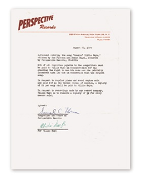 - 1954 Willie Mays Signed Contract