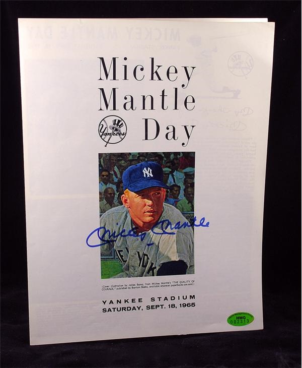 Baseball Autographs - Mickey Mantle Signed Mickey Mantle Day Program (1965)