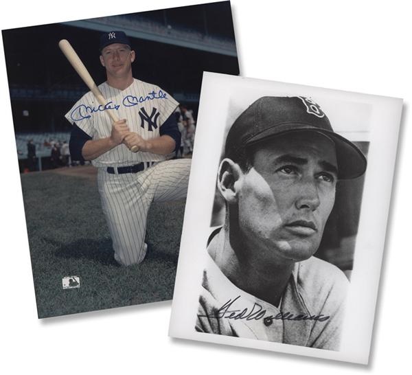Baseball Autographs - Mickey Mantle &amp; Ted Williams Signed 8 x 10 Photos (2)