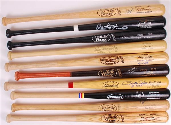 Baseball Autographs - Collection of Autographed Baseball Bats w/ HOFers (10)