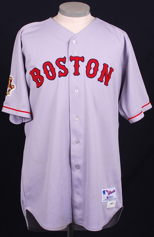 Baseball Equipment - Derek Lowe Boston Red Sox Game Used Jersey with 2001 Flag Patch