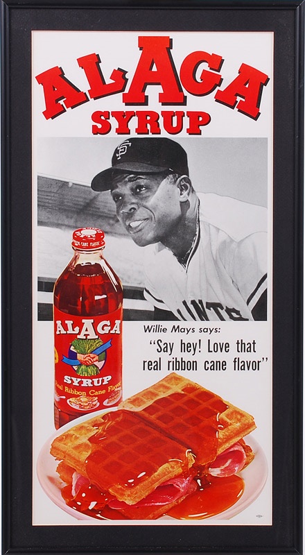 - Willie Mays Alaga Syrup Original Framed Ad Piece
