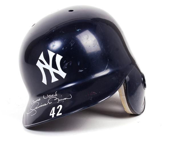 Baseball Equipment - Mariano Rivera Yankees Game Used Batting Helmet Steiner