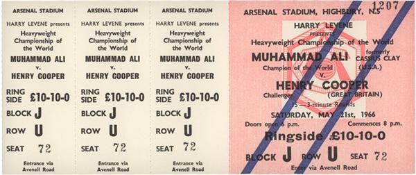 Muhammad Ali & Boxing - 1966 Muhammad Ali vs. Henry Cooper 2nd fight Full Ticket