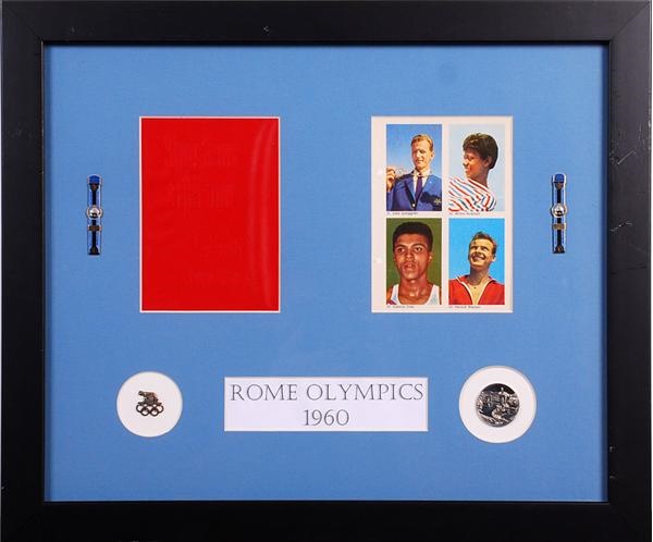 Muhammad Ali & Boxing - Muhammad Ali Rookie Card Framed Olympic Display (1960)