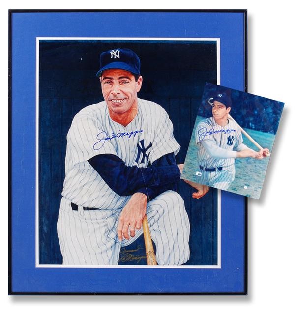 Baseball Autographs - Joe DiMaggio Signed Print and 8 x 10'' Photograph (2)