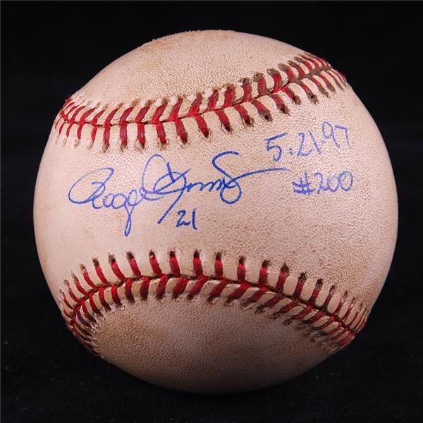 Baseball Equipment - Roger Clemens Win #200 Game Used & Signed Baseball (5-21-97)