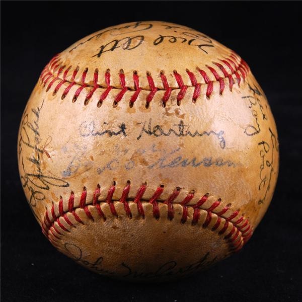 1947 New York Giants Team Signed Baseball w/ Mel Ott