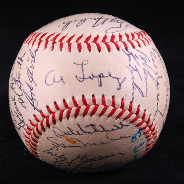 Baseball Autographs - 1956 Cleveland Indians Team Signed Baseball