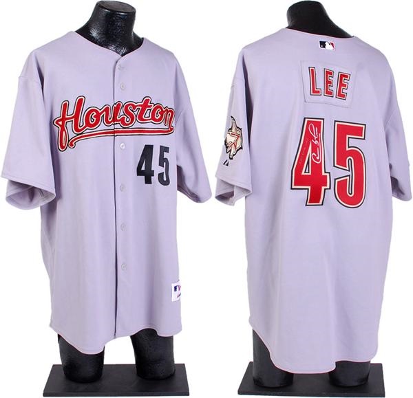 Baseball Equipment - 2007 Carlos Lee Houston Astro's Game Used Autographed Road Jersey