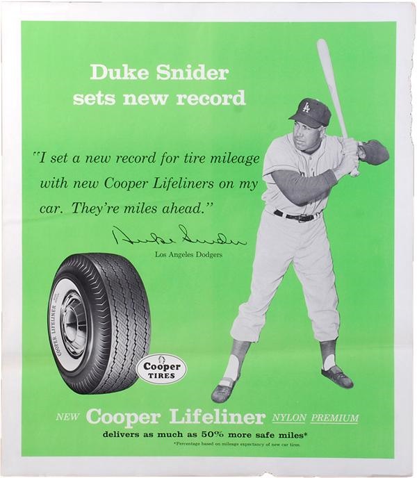 Circa 1960 Duke Snider Cooper Tires Advertising Poster