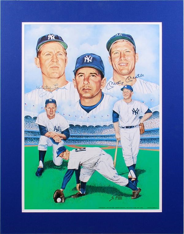 Baseball Autographs - Mickey Mantle and Whitey Ford Signed Yankee Greats Poster