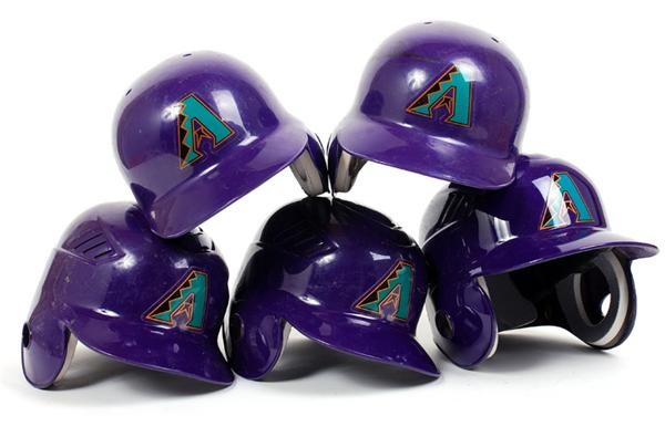 Baseball Equipment - Arizona Diamondbanks Game Used Batting Helmets (5)