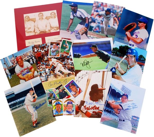 - Collection of Signed Baseball Trading Cards and Photos with Hall of Famers (36)